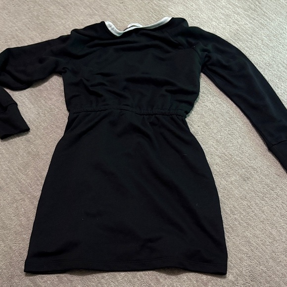 Calvin Klein Black Long Sleeve Dress with White Tie Trim - Picture 5 of 5